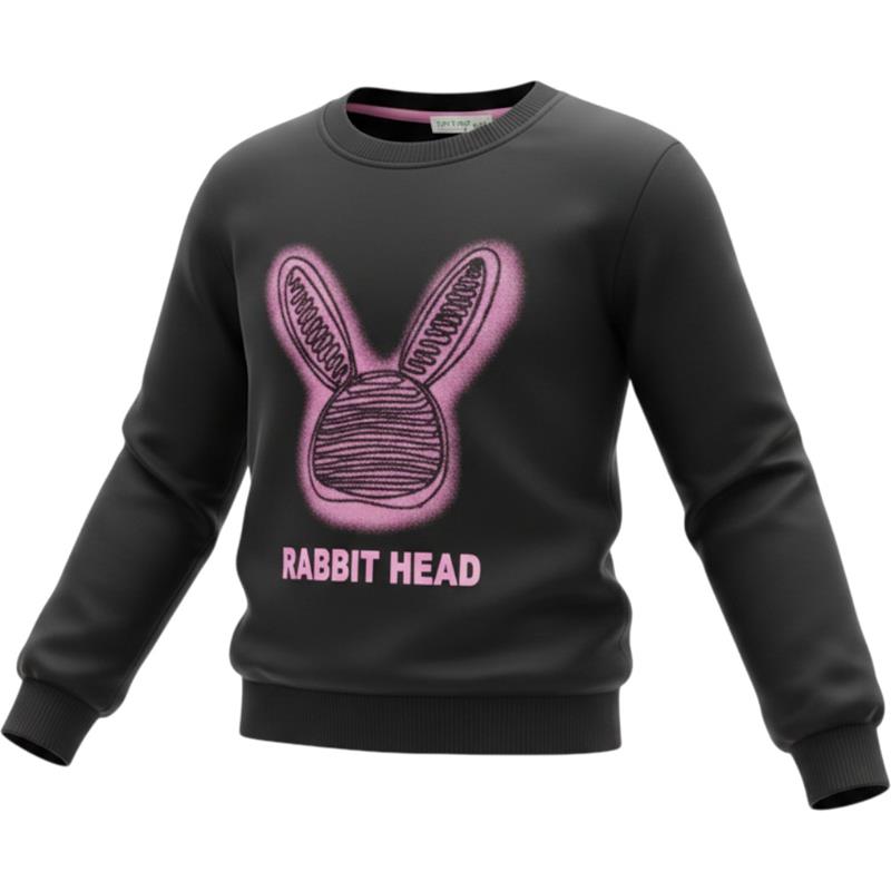 BTS0014  toptan 1-2-3-4 yaş arası çocuklar için "RABBİT HEAD" baskılı sweatshirt 