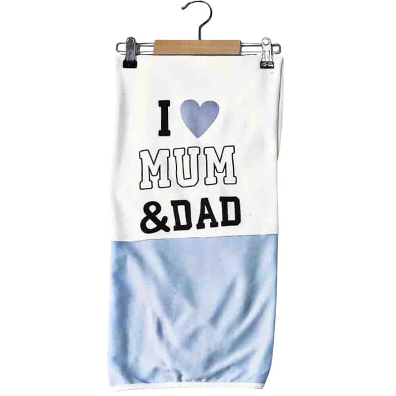 7615 toptan «I ♥ MUM & DAD» baskılı çocuk battaniyesi