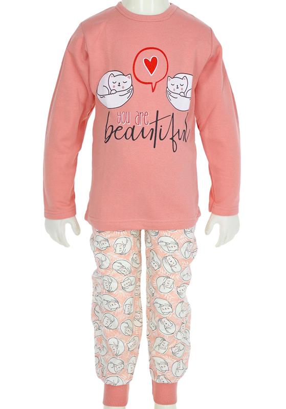 3110 Kız çocuk pijama takımları toptan yeni modeller 4/14 yaş