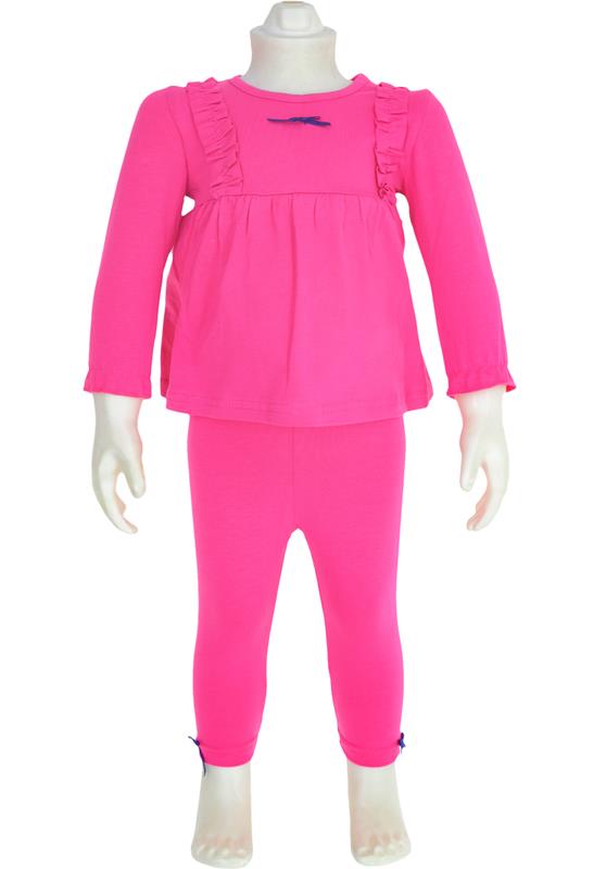 078 fuşya kız bebek elbise toptan 6-9-12-18 ay
