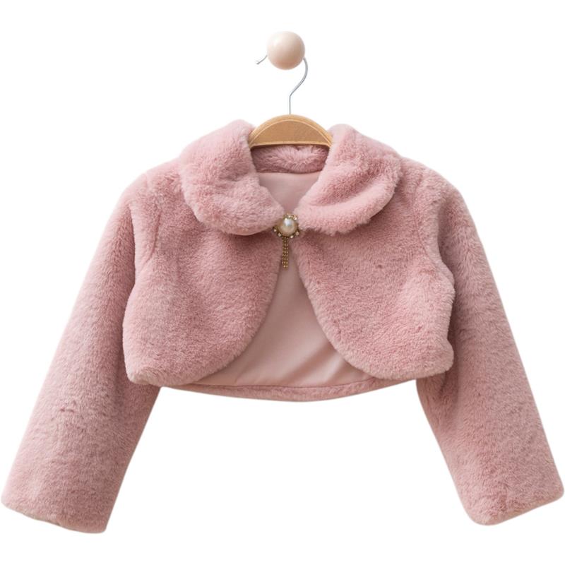 2102 toptan 10/13 yaş kızlar için mevsimlik pelüş bolero