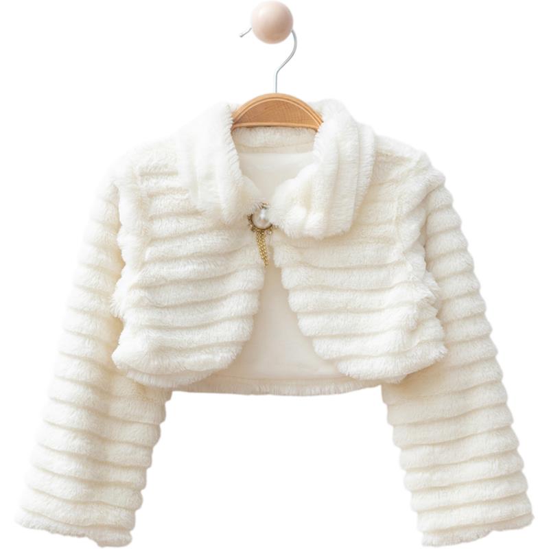 2104 toptan 2/5 yaş kızlar için mevsimlik çizgili pelüş bolero