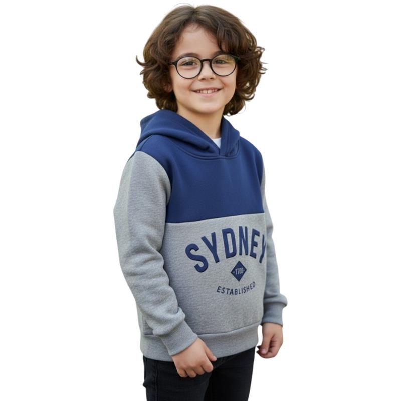 23087 toptan 6/9 yaş erkek çocuklar için SYDNEY baskılı kışlık kapüşonlu sweatshirt 