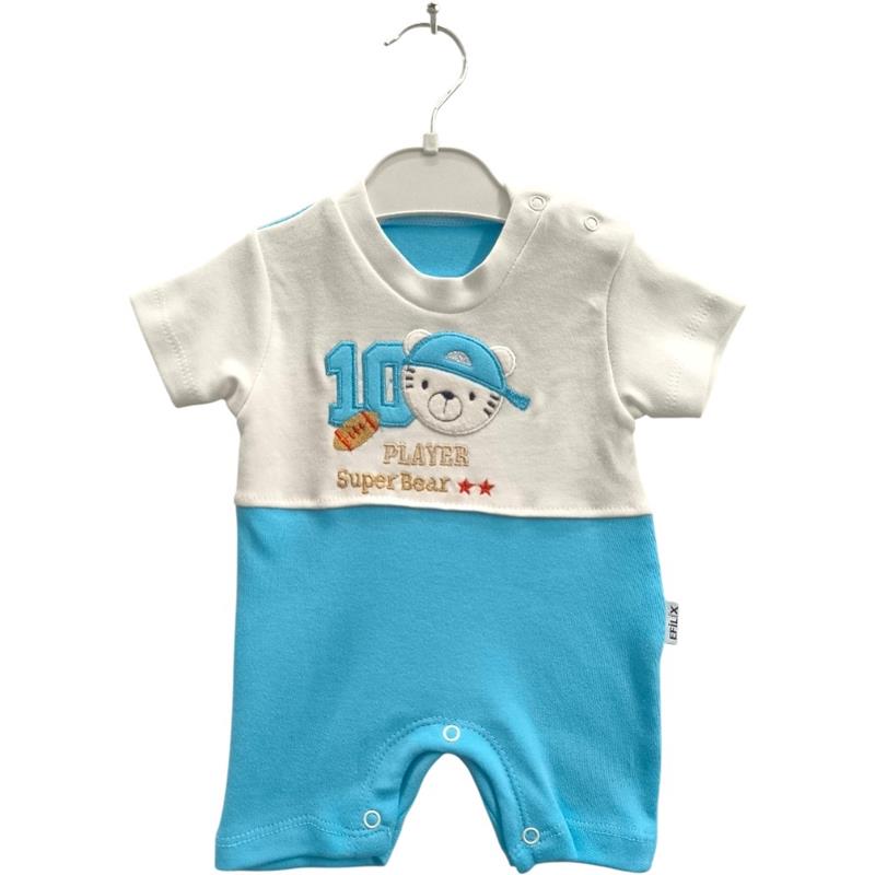 1456 toptan 3-6-9 aylık bebekler için «Player Super Bear  baskılı Efilix marka bebek tulum (bodysuit)