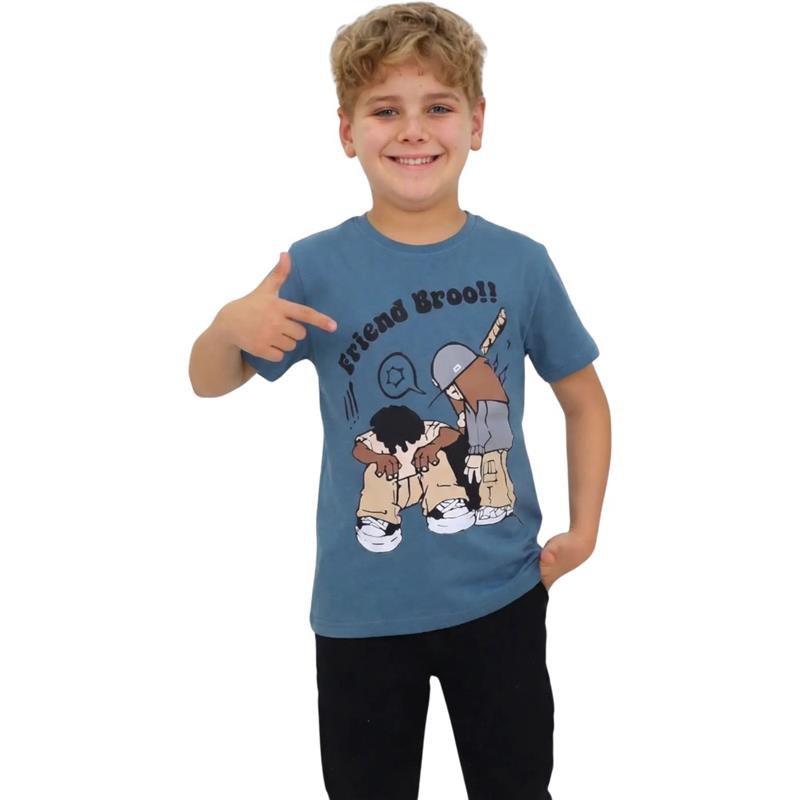 2005 toptan 8-12 yaş arası erkek çocuklar için FRİEND BROO baskılı yazlık tişörtler