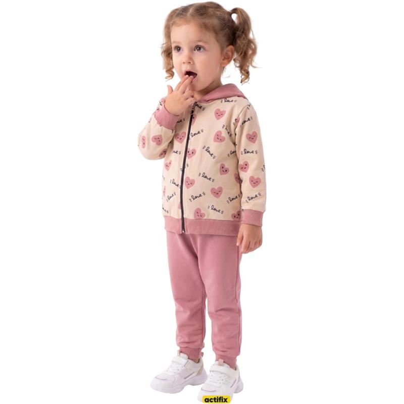 862 toptan 2-5 yaş arası kız çocukları için kapüşonlu sweatshirt ve pantolondan oluşan iki iplik kumaş mevsimlik ikili takım 
