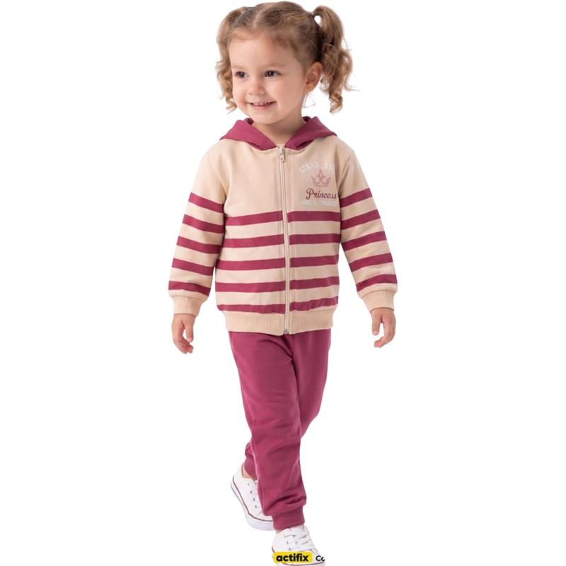 863 toptan 2-5 yaş arası kız çocukları için kapüşonlu PRİNCES baskılı sweatshirt ve pantolondan oluşan iki iplik  mevsimlik ikili takım 