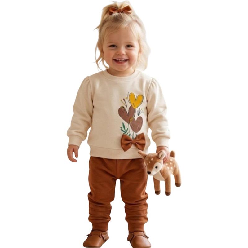 252 toptan 2-3-4-5 yaş arası kız çocuk için iki parçalı takım (sweatshirt ve pantolon) 