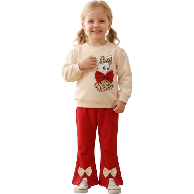 2150 toptan 2-3-4-5 yaş için kız çocuklar için sweatshirt ve pantolonlu ikili takım