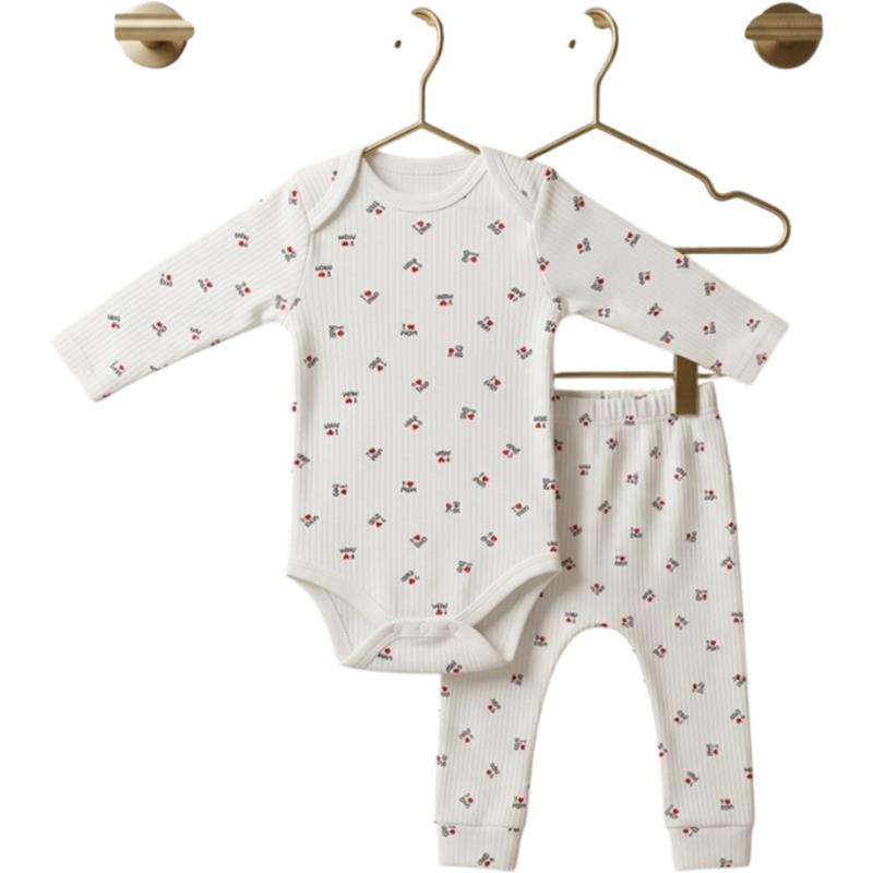 1072 toptan 3-6-9 aylık yeni doğanlar için uzun kollu çıtçıtlı body ve pantolon seti