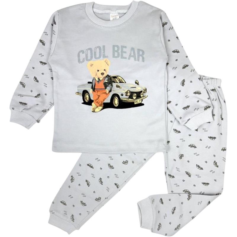 4088 toptan 4-5-6 yaş arası erkek çocuklar için "COOL BEAR" baskılı pijama takımı