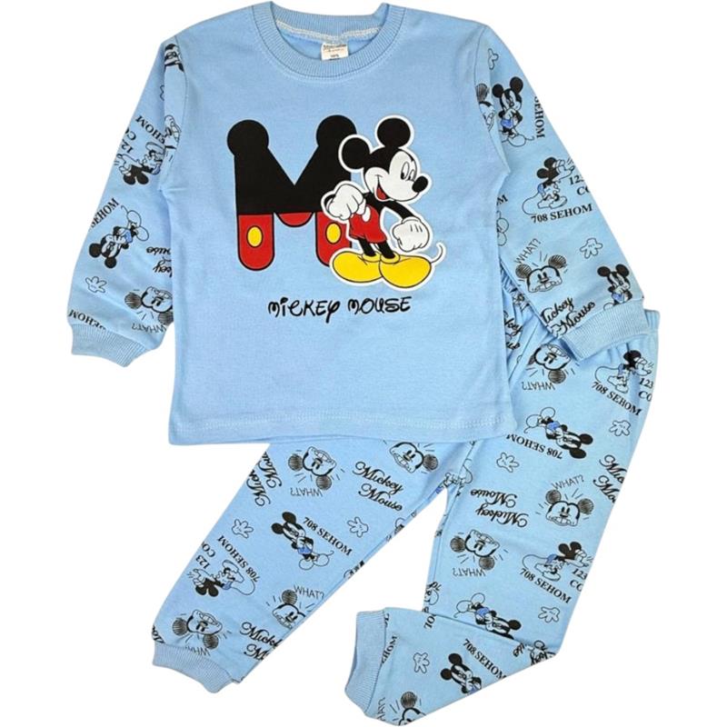 4064 toptan 4-5-6 yaş erkek çocuklar için Mickey Mouse'lu çocuk pijamaları (set: uzun kollu üst ve pantolon)