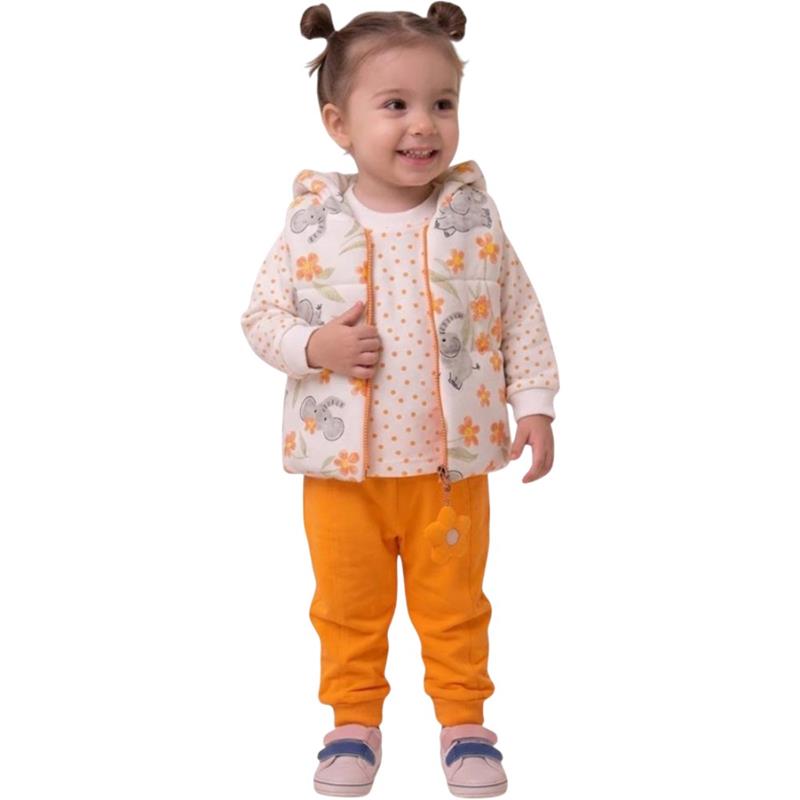 6611 toptan çocuk giyim seti (yelek, ceket ve pantolon) 9-18-24 aylık kız çocuklar için