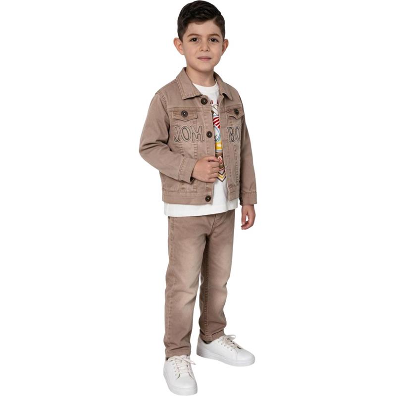 2604  toptan 9-12-18-24 ay erkek çocuk için mevsimlik ceket ve pantolon ile tişört kot takım