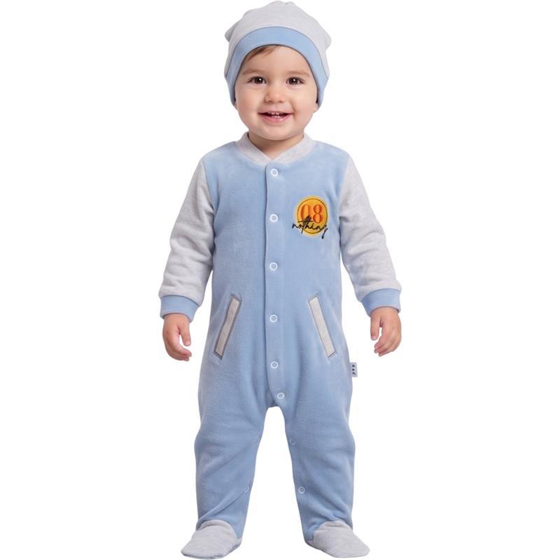 1513  toptan kadife bebek tulumu ve şapkası (set), 3-6-9 aylık bebekler için