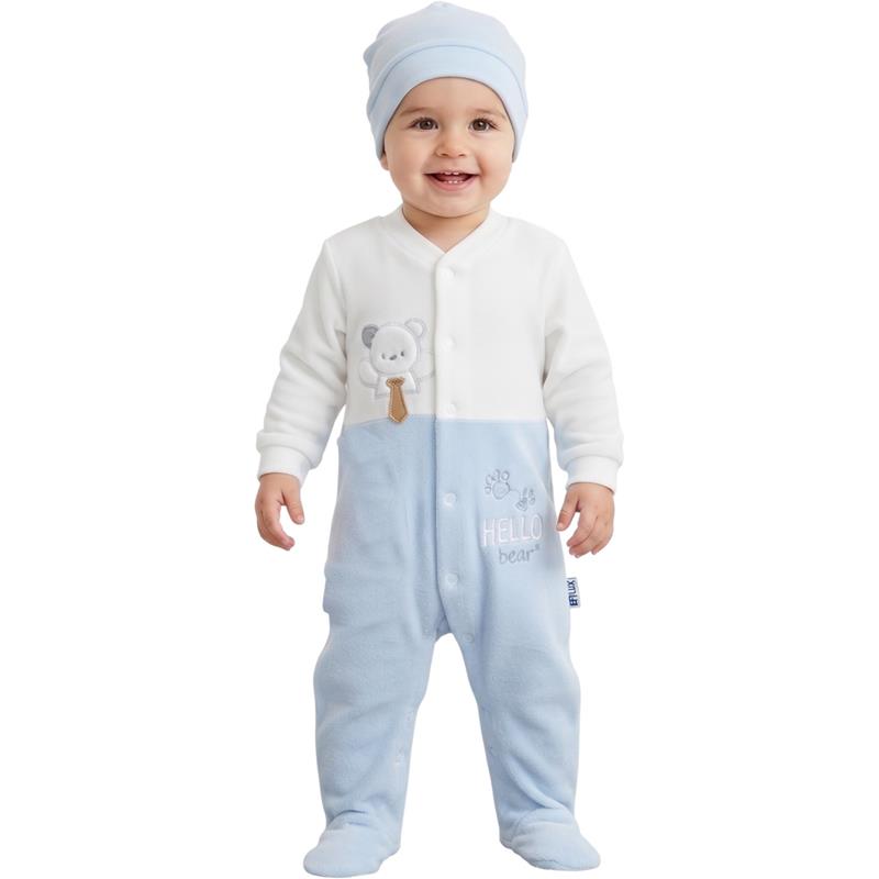 1514 şapkalı tulum (3-6-9 aylık bebekler için Hello Bear koleksiyonu)