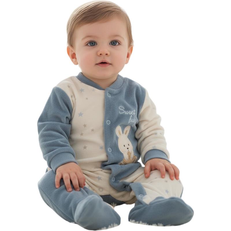 1515 toptan 3-6-9 aylık bebekler için tavşan baskılı ve "Sweet Baby" yazılı mevsimlik tulum