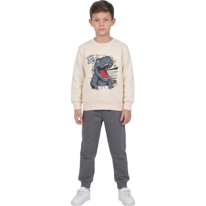 2465 toptan 3-7 yaş arası erkek çocuk için baskılı sweatshirt ve eşofman altı takım elbise 