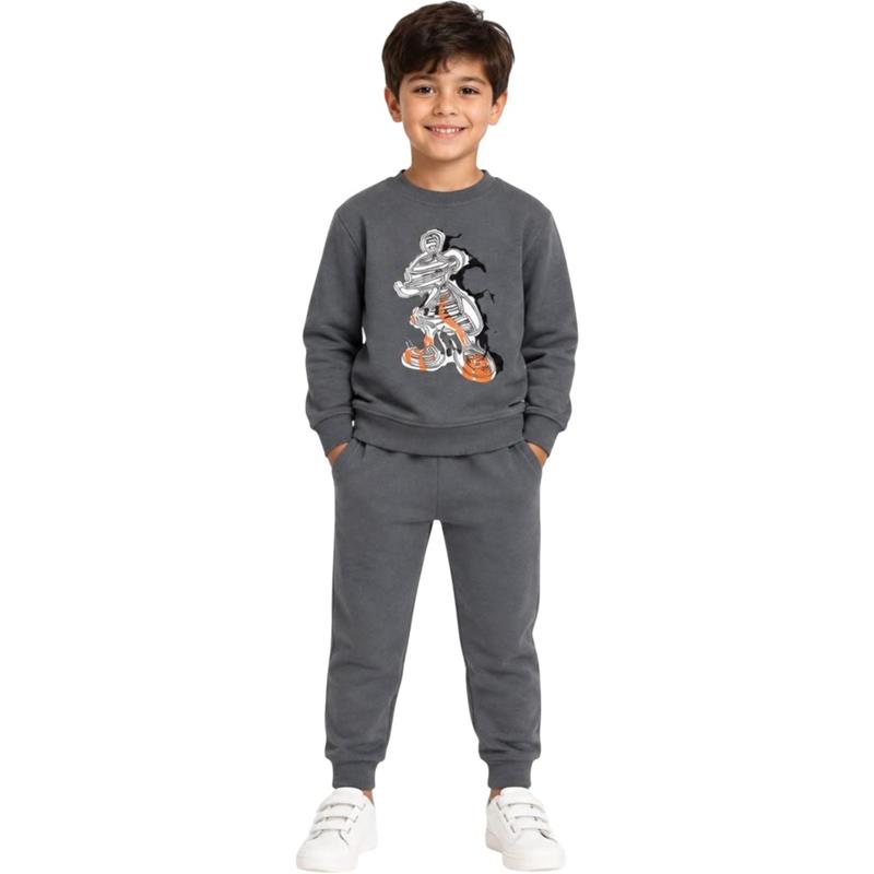 2460 toptan 3-7 yaş arası erkek çocuklar için baskılı çocuk sweatshirt ve pantolon eşofman takımı 