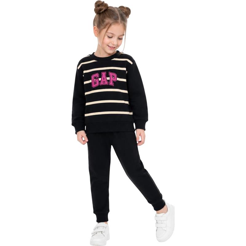 2305 toptan 3-4-5-6-7 yaş kız çocuk  GAP baskılı eşofman takımı (pantolonlu sweatshirt) 