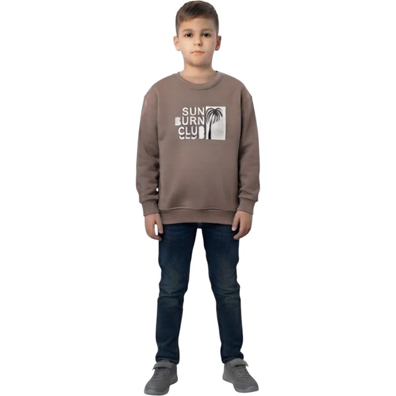 2835 toptan 3-12 yaş arası erkek çocuklar için "SUN BURN CLUB" baskılı sweatshirt