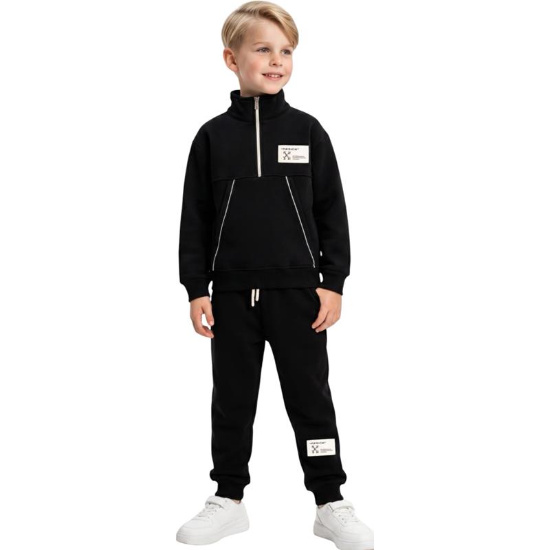 3371  toptan 5-8 yaş arası erkek çocuklar için (yarım fermuarlı sweatshirt ve pantolon) eşofman takımı 