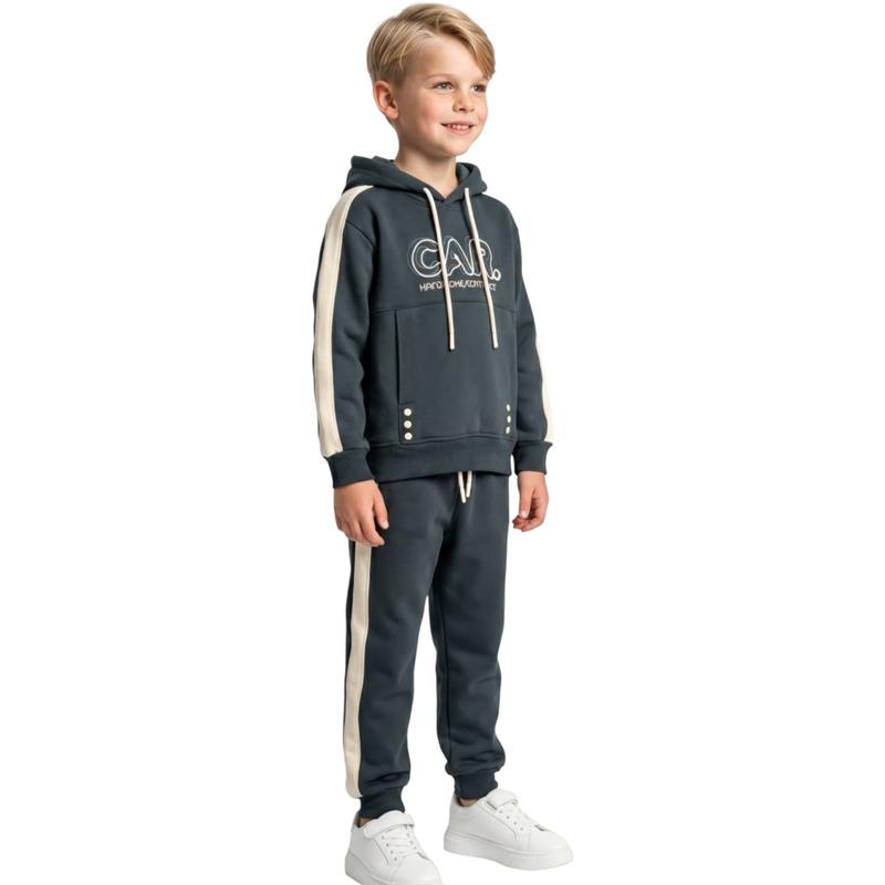 3373 toptan 5-8 yaş arası erkek çocuk için kapüşonlu sweatshirt ve eşofman altı eşofman takımı