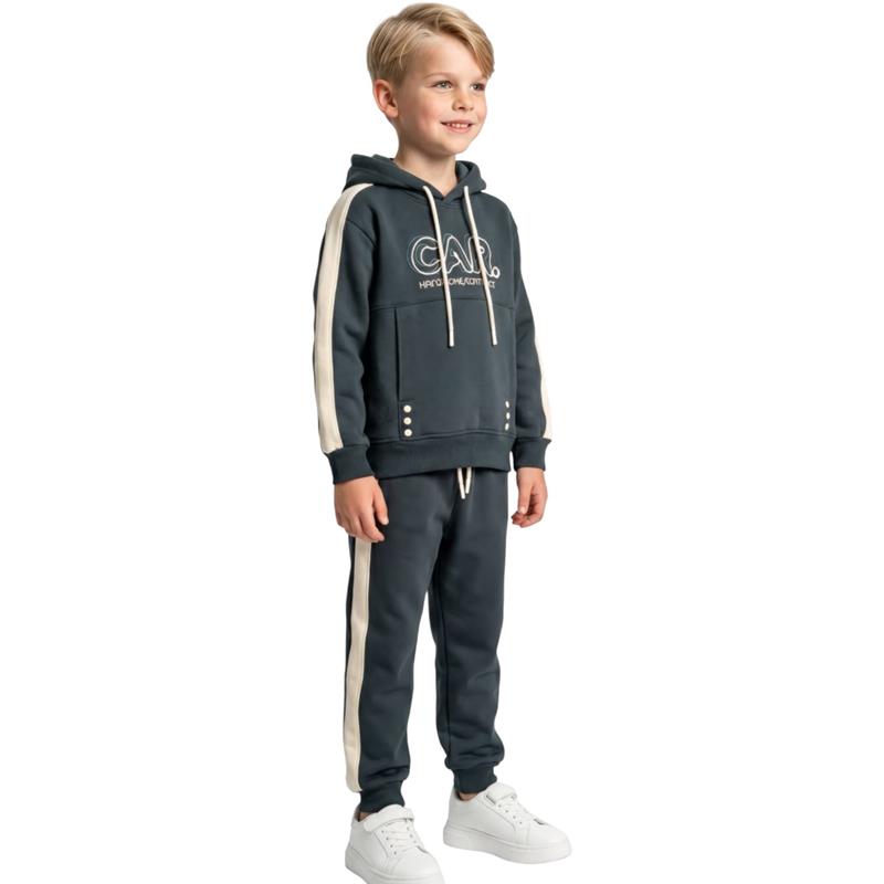 4373  toptan 9-12 yaş arası erkek çocuklar için kapüşonlu sweatshirt ve pantolon eşofman takımı 