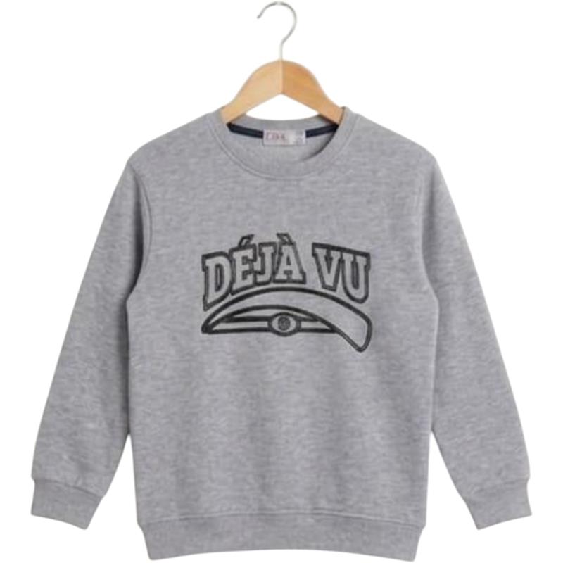 4520 toptan 13/16 yaş erkek çocuk “Déjà Vu” baskılı sweatshirt 
