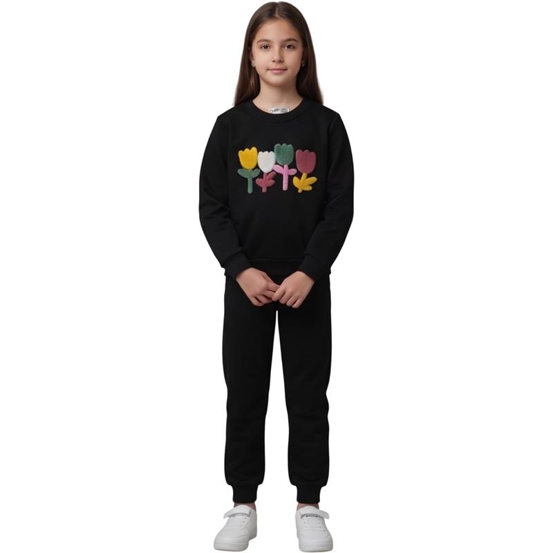 2225 toptan 3-7 yaş arası kız çocuklar için sweatshirt ve pantolon eşofman takımı 