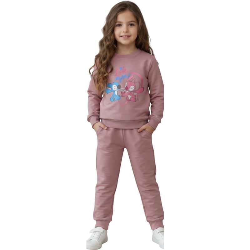 2240 toptan 3-7 yaş arası kız çocuklar için (sweatshirt ve pantolon eşofman takımı 