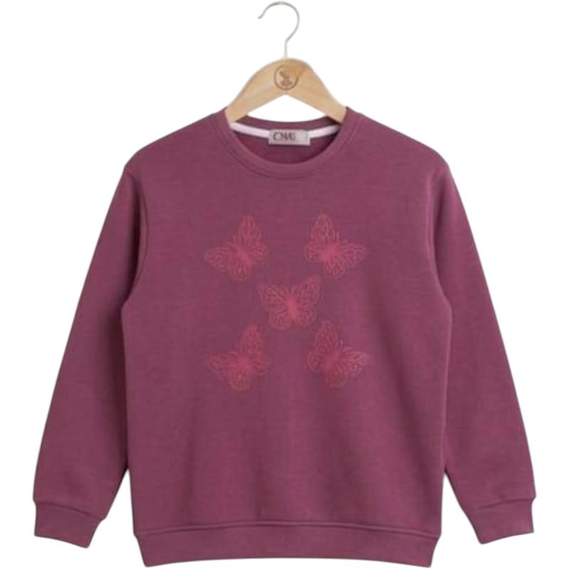 4560 toptan 13-16 yaş arası kız çocukları için kelebek baskılı çocuk sweatshirt