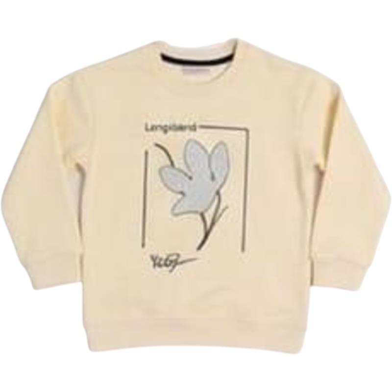 2605  toptan  3-12 yaş arası kız çocukları için "Longisland" baskısı ve stilize edilmiş bir çiçek desenli sweatshirt