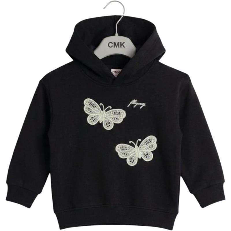3210 toptan kapüşonlu ve kelebek desenli CMK marka çocuk kapüşonlu sweatshirt,  3/12 yaş kız çocuk için