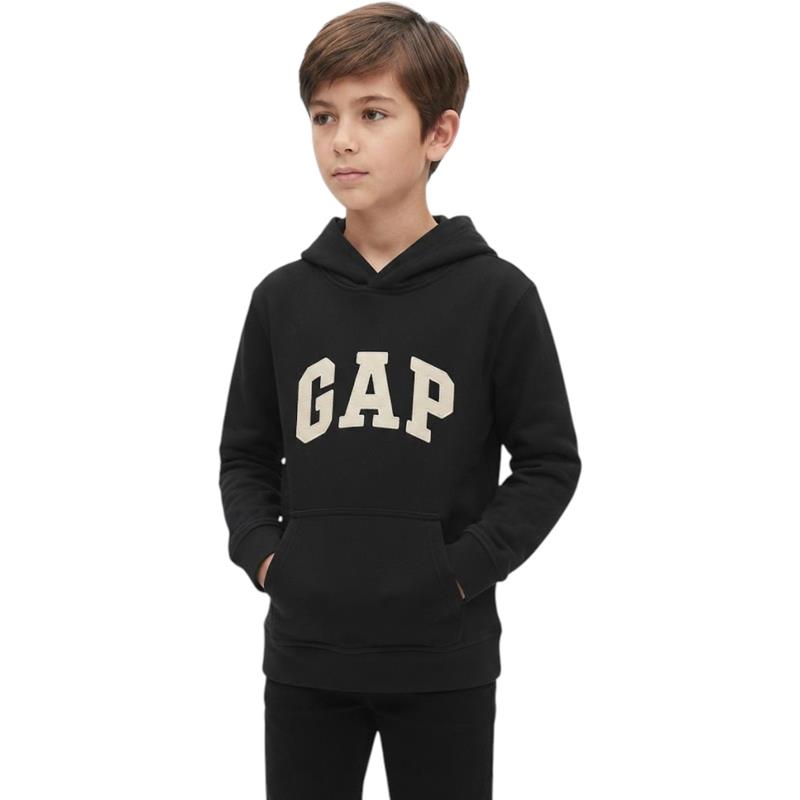 3140  toptan 3-12 yaş arası erkek çocuklar için göğsünde büyük siyah GAP logosu bulunan kapüşonlu sweatshirt'ü