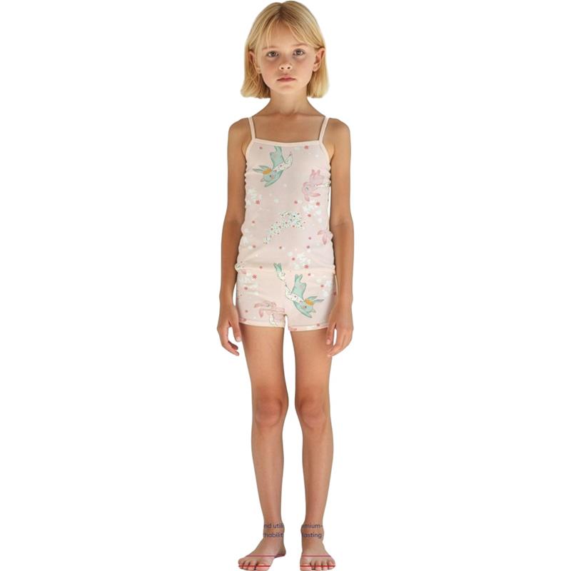8103 toptan 2/10 yaş kız çocuk için  iç çamaşırı/pijama takımı (ince askılı ve şortlu tişört)