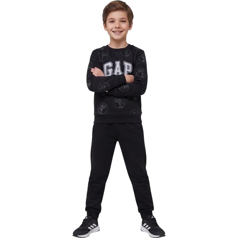 2490 toptan 3-7 yaş arası erkek çocuklar için GAP Logolu Sweatshirt ve Eşofman Altı İkili Takım 