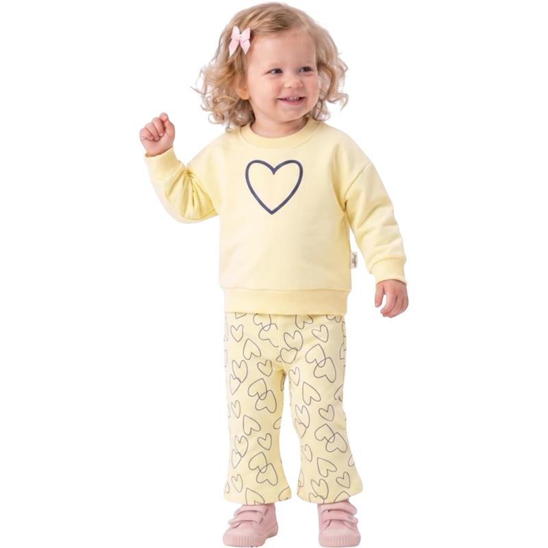 37706  toptan 2-5 yaş arası çocuklar için kalp desenli sweatshirt ve pantolon giyim seti