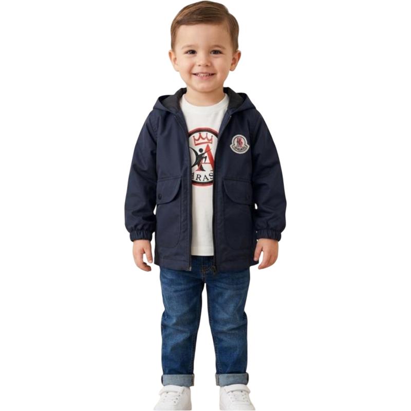 7405 toptan 2-5 yaş arası erkek çocuklar için mevsimlik giyim seti (yağmurluk, tişört, kot pantolon)  