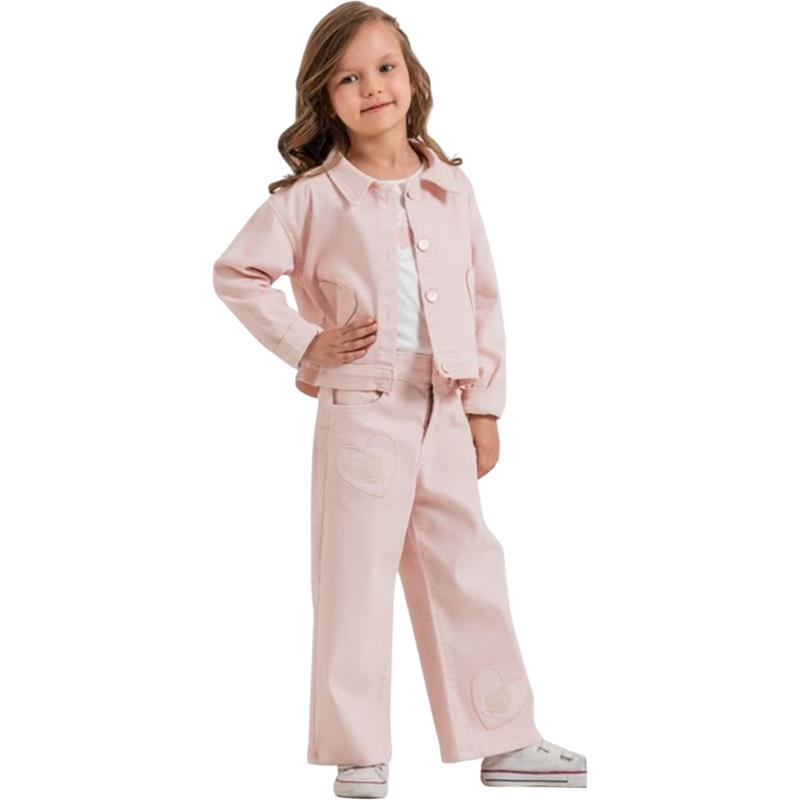 4590 toptan 6-9 yaş arası kız çocuklar için ceket, sweatshirt ve pantolon çocuk takımı